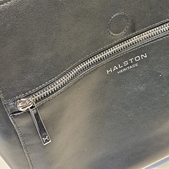 Halston Heritage Backpack Black Leather Suede Adjustable Straps EUC main image 8